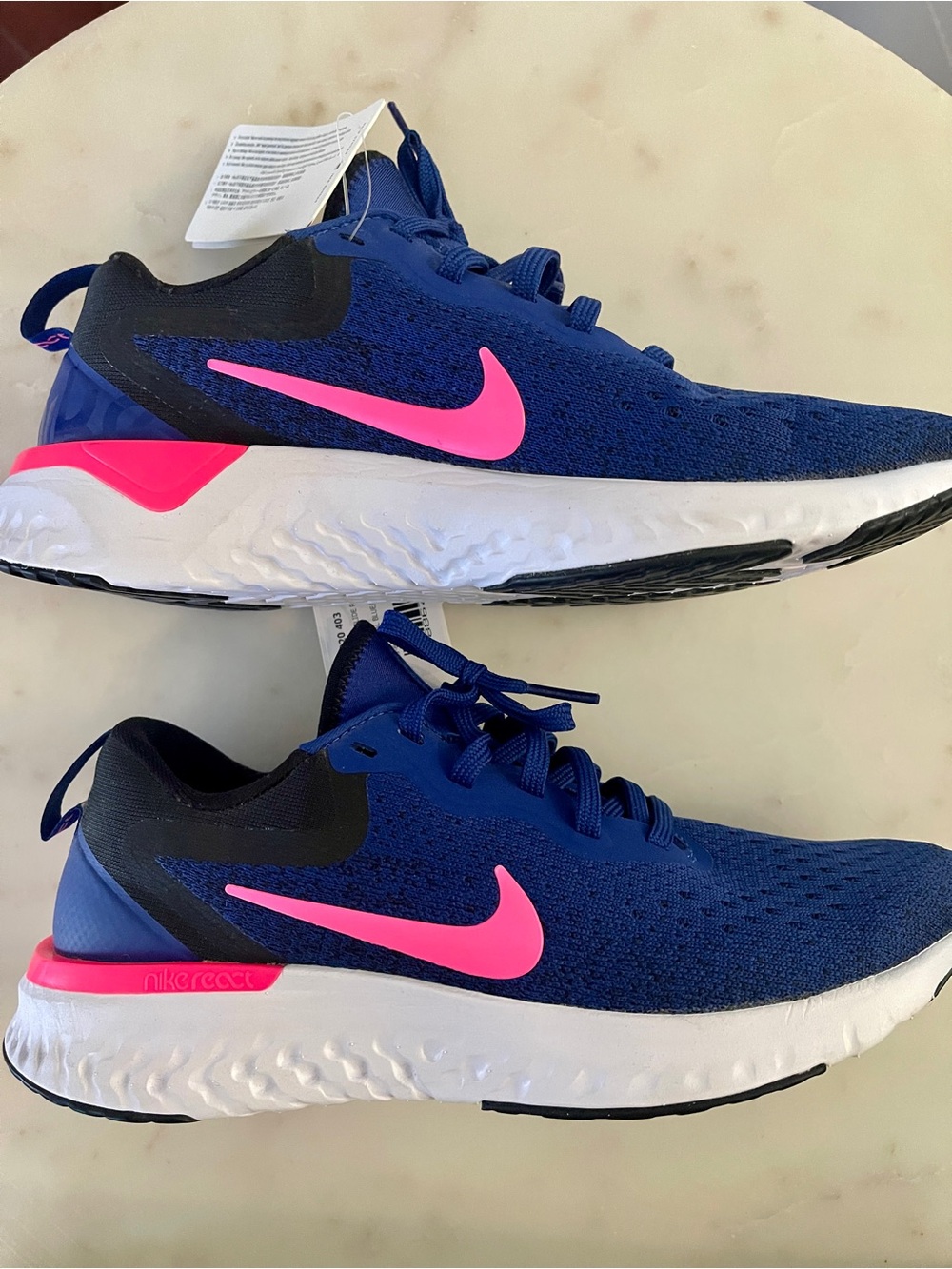 Nike Glide React Blue Running Shoes with Pink Swoosh